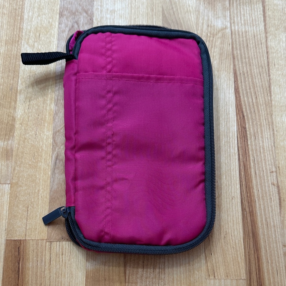 Black and Pink Travel Documents Organizer Pouch